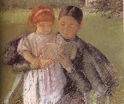 Mary Cassatt Betweenmaid reading for little girl France oil painting reproduction